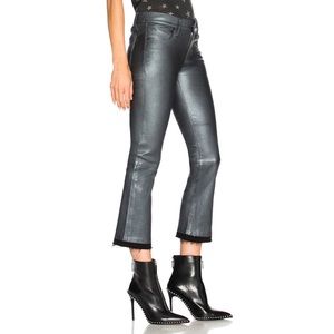 RTA | Kiki Crop Flare Blue Metallic Leather Pants